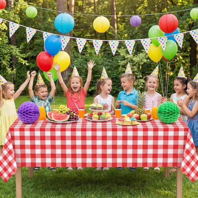 Alt view image 7 of 7 - 3 Pack Red and White Checkered Tablecloth - 54 x 108 Inches