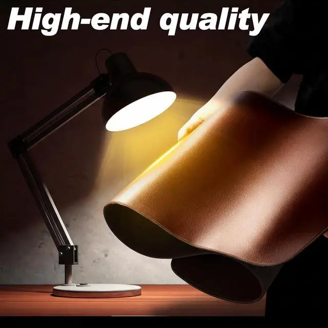 Alt view image 4 of 7 - Genuine Leather Desk Mat Large Desk Pad 35.4 x 15.7 Inch Non Slip Leather Table Protector with Stitched Edges and Rubber Base Brown Stylish Laptop Mat Smooth Writing for Workspace Home Office