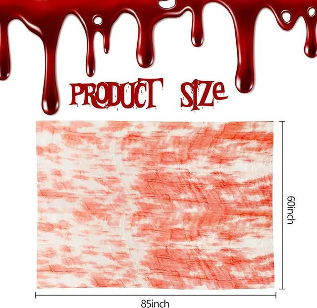 Alt view image 2 of 7 - 3Pcs Halloween Bloody Gauze Table Cover-85"x60" Bloody Handprint Tablecloth