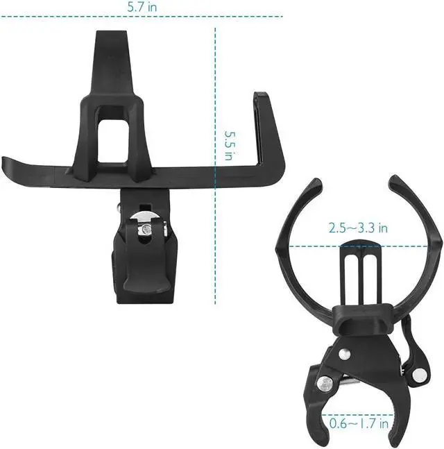 Alt view image 7 of 7 - Bike Water Bottle Holders No Screws, Universal Bike Cup Holder, 360 Degree Rotatable Bike Water Bottle Cage, Water Bottle Holders for Kids Bike Adult Bike, Black