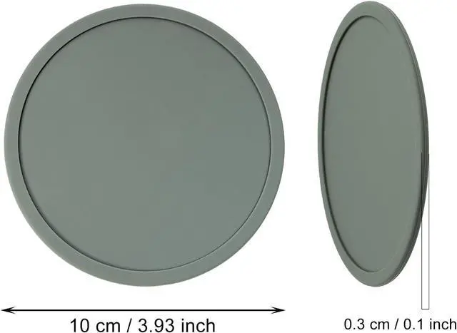 Alt view image 2 of 5 - 2pcs Silicone Round Bar Coaster Tea Coaster Modern Cup Drink Mat Plate Creative Rug Mug Pad for Table Countertop Desk Cold Hot Drink Beverage Coffee Tea Kitchen Home Decor (Black & Grey)