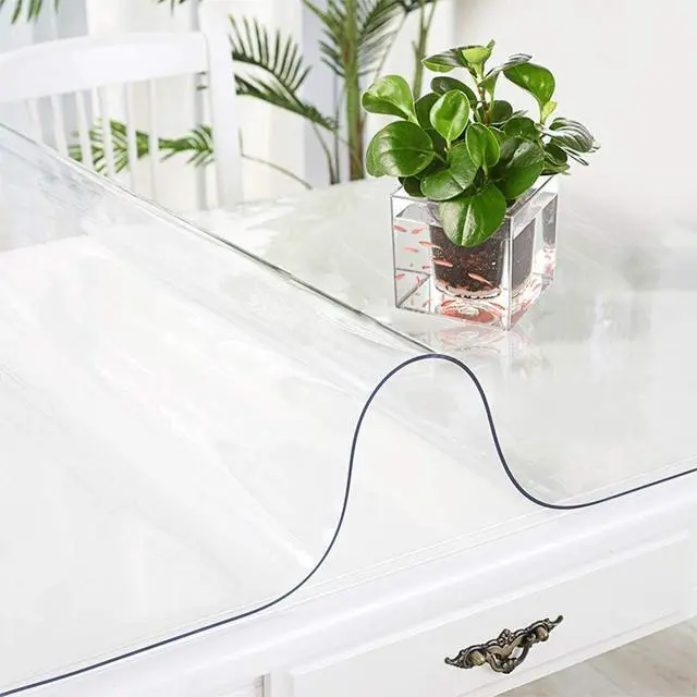 Alt view image 2 of 7 - Clear Table Cover Protector Wood Furniture Dining Coffee Glass Marble Tabletop Protection Gaming Table Pad Eco Thick Clear Plastic PVC Wipeable Waterproof Square Vinyl Tablecloth 16 x 44 Inch