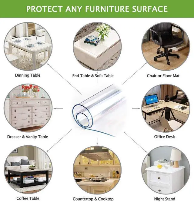 Alt view image 4 of 7 - Clear Table Cover Protector Wood Furniture Dining Coffee Glass Marble Tabletop Protection Gaming Table Pad Eco Thick Clear Plastic PVC Wipeable Waterproof Square Vinyl Tablecloth 16 x 44 Inch