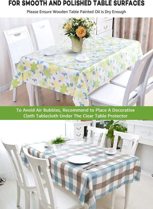 Alt view image 6 of 7 - Clear Table Cover Protector Wood Furniture Dining Coffee Glass Marble Tabletop Protection Gaming Table Pad Eco Thick Clear Plastic PVC Wipeable Waterproof Square Vinyl Tablecloth 16 x 44 Inch