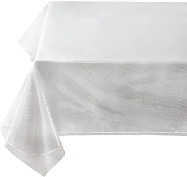 Alt view image 2 of 7 - Heavy Duty Crystal Clear Plastic 100% Waterproof Tablecloth Protector, Vinyl PVC Square Table Cloth, Oil Spill Proof Wipe Clean Table Cover for Dining Tables (54" x 54" Square)