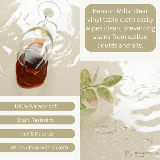 Alt view image 5 of 7 - Heavy Duty Crystal Clear Plastic 100% Waterproof Tablecloth Protector, Vinyl PVC Square Table Cloth, Oil Spill Proof Wipe Clean Table Cover for Dining Tables (54" x 54" Square)