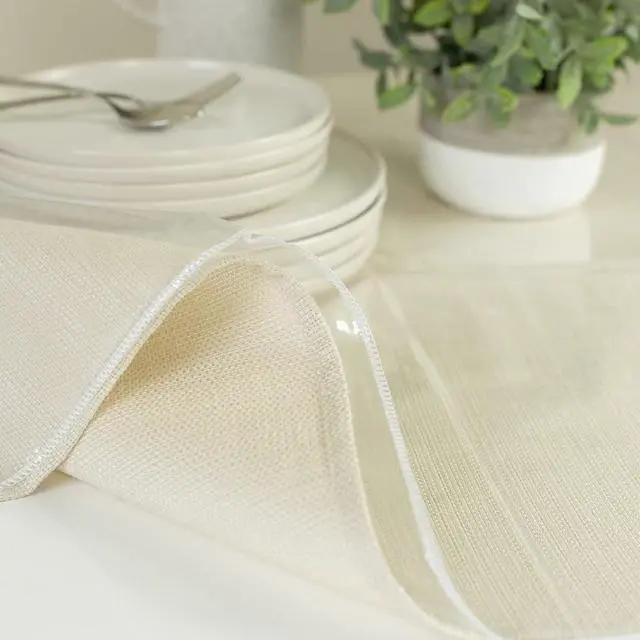 Alt view image 7 of 7 - Heavy Duty Crystal Clear Plastic 100% Waterproof Tablecloth Protector, Vinyl PVC Square Table Cloth, Oil Spill Proof Wipe Clean Table Cover for Dining Tables (54" x 54" Square)