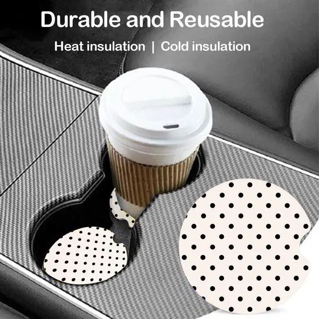 Alt view image 2 of 6 - Ceramic Car Coasters Absorbent Car Cup Holder Coaster Set for Women, Cute Aesthetic Car Accessories for Girls, 2 Pack (Dark Gray)