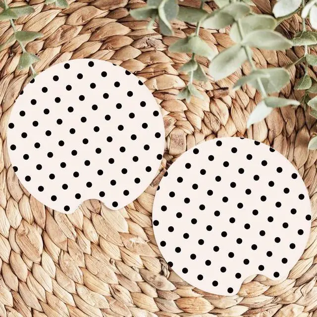 Alt view image 5 of 6 - Ceramic Car Coasters Absorbent Car Cup Holder Coaster Set for Women, Cute Aesthetic Car Accessories for Girls, 2 Pack (Dark Gray)