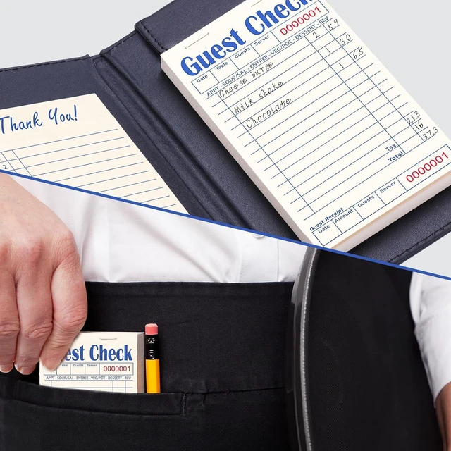 Alt view image 6 of 7 - Guest Checks Books for Servers, Natural Color Paper, 6 Pack Green
