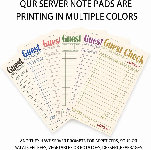 Alt view image 5 of 7 - Guest Checks Books for Servers, Natural Color Paper, 6 Pack Green