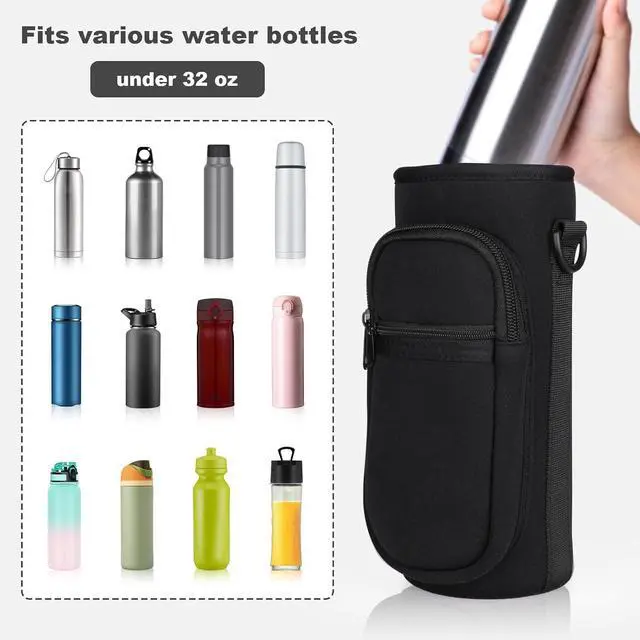 Alt view image 5 of 6 - Crossbody Water Bottle Holder with Strap, Phone Pocket(Black, 32.0, Ounces)