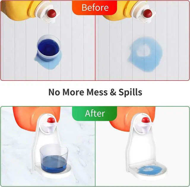 Alt view image 2 of 7 - 2 Pack) Laundry Detergent Cup Holder Drip Catcher Organizer Clip Tight on Laundry Bottle Spouts, No More Leaks or Mess with Detergent and Fabric Softener in Laundry Room