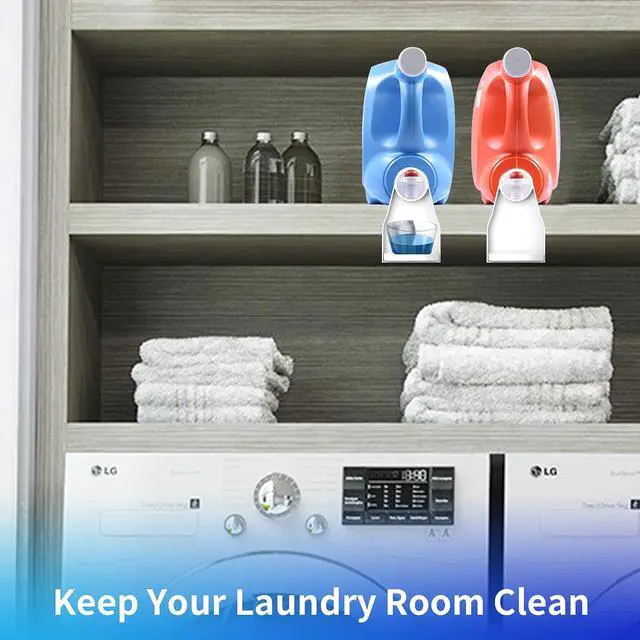 Alt view image 5 of 7 - 2 Pack) Laundry Detergent Cup Holder Drip Catcher Organizer Clip Tight on Laundry Bottle Spouts, No More Leaks or Mess with Detergent and Fabric Softener in Laundry Room