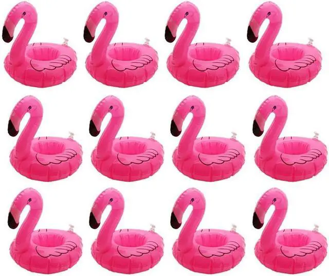 Main image of Inflatable Floating Flamingo Drink Holder 12 Pack Swimming Pool Float Coasters Coke Cup Holder for Beverage Cans Cups & Bottles - Fun Kid & Adult Pool Party