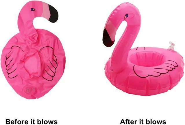 Alt view image 3 of 6 - Inflatable Floating Flamingo Drink Holder 12 Pack Swimming Pool Float Coasters Coke Cup Holder for Beverage Cans Cups & Bottles - Fun Kid & Adult Pool Party