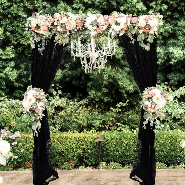 Alt view image 5 of 7 - Black Lace Tablecloth 60 × 120 Inch for Rustic Boho Wedding Bridal Shower Party Decoration, Classy Rectangle Overlay Long Vintage Embroidered Reception Table Cloth Decor
