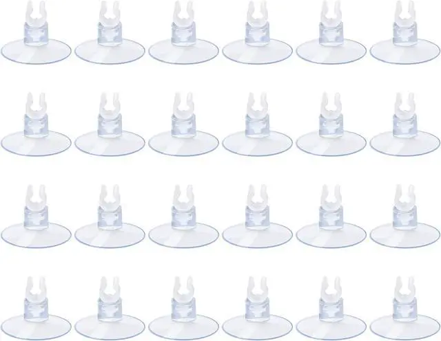 Main image of Aquarium Suction Cups, for Fish Tank Airline Tubing, with Clips 3/16" air Hose Holder, 24pcs (Clear)