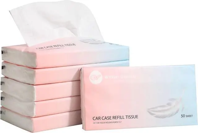 Main image of Car Tissue Refills 300 Sheets Facial Tissues Refills for Car Visor Tissue Holder, Travel Tissue Tubes Box Container Perfect Fit for Car Cup Holder