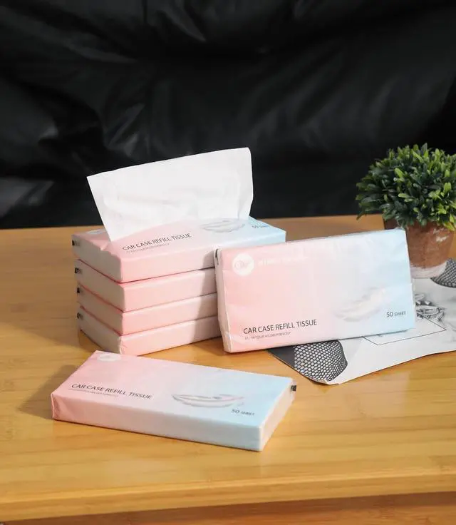 Alt view image 3 of 7 - Car Tissue Refills 300 Sheets Facial Tissues Refills for Car Visor Tissue Holder, Travel Tissue Tubes Box Container Perfect Fit for Car Cup Holder