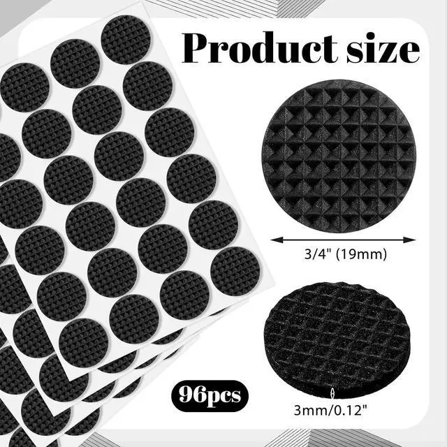 Alt view image 2 of 7 - 96 Pcs Non Slip Furniture Pads 3/4 in Round Black Plastic Rubber Furniture Pads Self Adhesive Rubber Anti Skid Pad Anti Slip Table Legs Chair Feet Furnitures Pad for Hardwood Tiles Floors