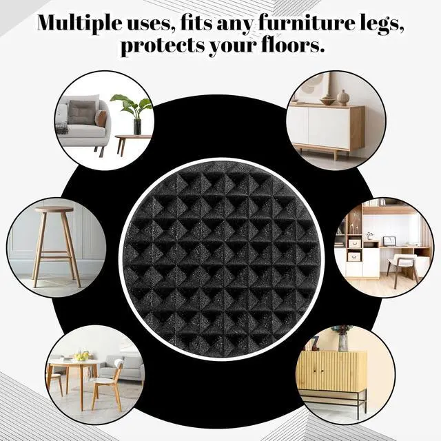 Alt view image 3 of 7 - 96 Pcs Non Slip Furniture Pads 3/4 in Round Black Plastic Rubber Furniture Pads Self Adhesive Rubber Anti Skid Pad Anti Slip Table Legs Chair Feet Furnitures Pad for Hardwood Tiles Floors
