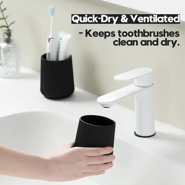 Alt view image 3 of 7 - Black Striped Toothbrush Holder