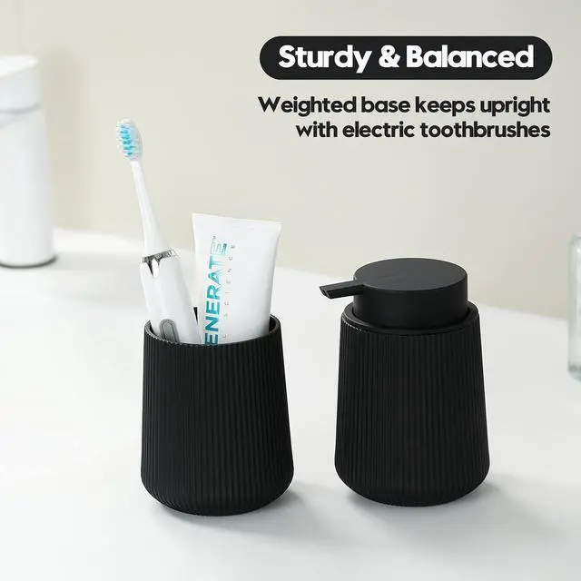Alt view image 4 of 7 - Black Striped Toothbrush Holder