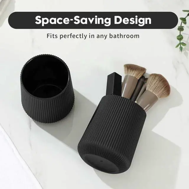 Alt view image 5 of 7 - Black Striped Toothbrush Holder