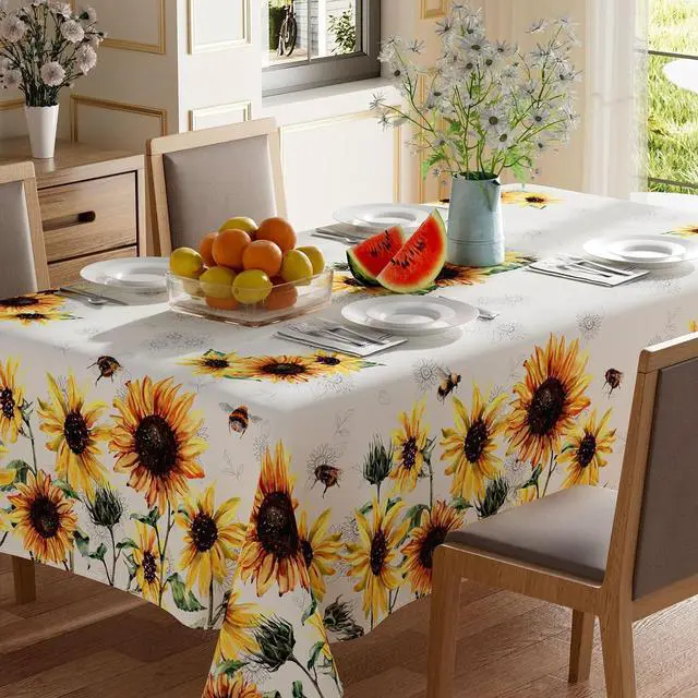 Main image of Summer Sunflower Bees Rectangle Tablecloth Decorations 60x84 Inch