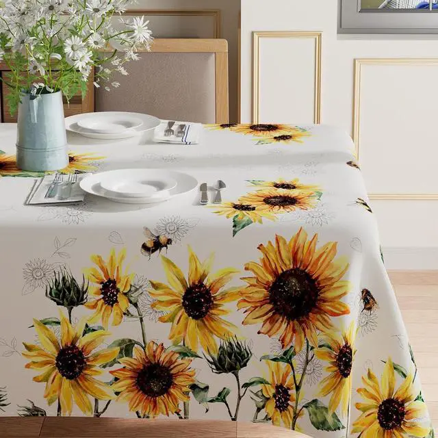 Alt view image 2 of 5 - Summer Sunflower Bees Rectangle Tablecloth Decorations 60x84 Inch