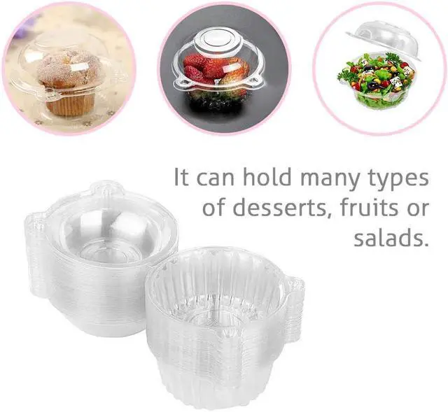 Alt view image 6 of 7 - Cupcake Holders Individual,50 PC Cupcake Containers Disposable Clear Plastic Single Muffin Dome Holders Cases Individual Cupcake Boxes Bulk (white, 50 pcs)