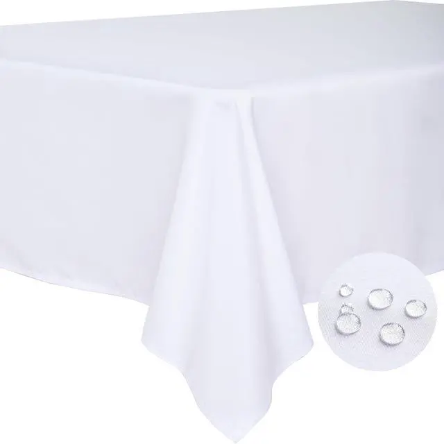 Main image of Table Cloth White 60x84 Inch Tablecloth for 6 Foot Rectangle Tables Outdoor Washable Wrinkle Free and Spillproof Polyester Tablecloth for Festival Camping Picnic Party Cover