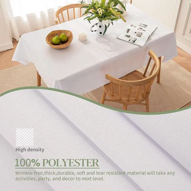 Alt view image 5 of 7 - Table Cloth White 60x84 Inch Tablecloth for 6 Foot Rectangle Tables Outdoor Washable Wrinkle Free and Spillproof Polyester Tablecloth for Festival Camping Picnic Party Cover