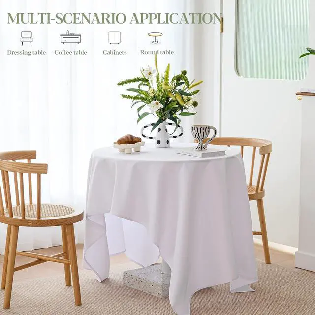 Alt view image 6 of 7 - Table Cloth White 60x84 Inch Tablecloth for 6 Foot Rectangle Tables Outdoor Washable Wrinkle Free and Spillproof Polyester Tablecloth for Festival Camping Picnic Party Cover