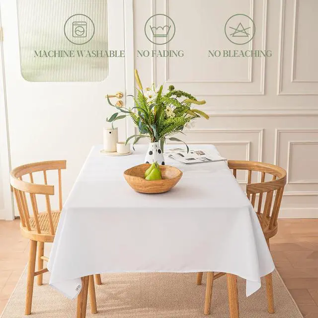 Alt view image 7 of 7 - Table Cloth White 60x84 Inch Tablecloth for 6 Foot Rectangle Tables Outdoor Washable Wrinkle Free and Spillproof Polyester Tablecloth for Festival Camping Picnic Party Cover