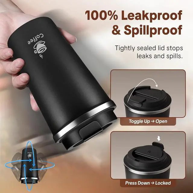 Alt view image 5 of 7 - 17oz Travel Coffee Mug ,Leakproof Vacuum Coffee Cup Insulated Tumbler