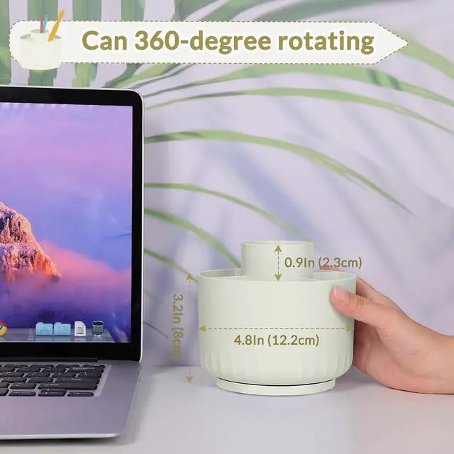Alt view image 2 of 7 - 360 Degree Rotating Desk Organizer, Small Dual-Purpose Pencil Pen Holder for Desk, Rotating Pencil Cup with 5 Slots, Office Supplies, Desk Decor for Office, School, Home