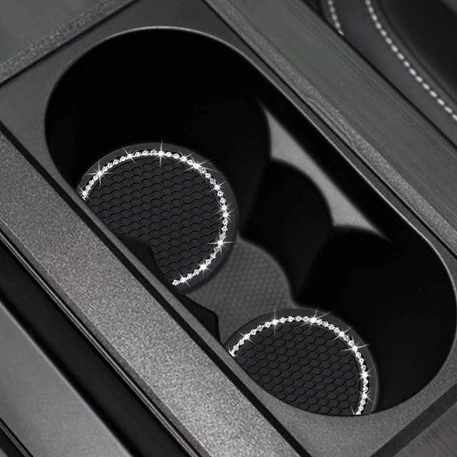Alt view image 2 of 7 - yousheng 2PCS Bling Car Cup Coaster, Universal Vehicle Bling Holder Insert,2.75 inch Rhinestone Anti Slip Silicone Insert,Suitable for Most Car Interior,Best Gift Car Bling for Women, Black, 2 Pack