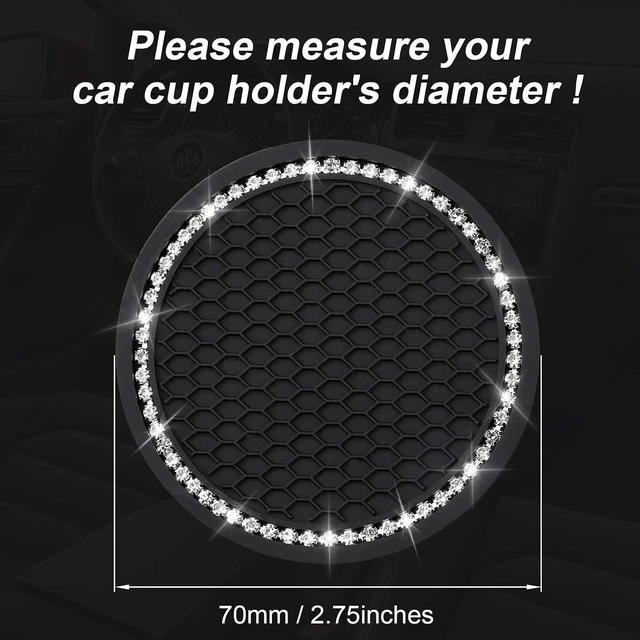 Alt view image 3 of 7 - yousheng 2PCS Bling Car Cup Coaster, Universal Vehicle Bling Holder Insert,2.75 inch Rhinestone Anti Slip Silicone Insert,Suitable for Most Car Interior,Best Gift Car Bling for Women, Black, 2 Pack