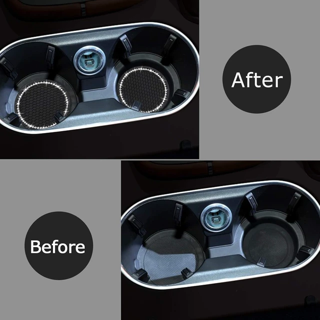 Alt view image 5 of 7 - yousheng 2PCS Bling Car Cup Coaster, Universal Vehicle Bling Holder Insert,2.75 inch Rhinestone Anti Slip Silicone Insert,Suitable for Most Car Interior,Best Gift Car Bling for Women, Black, 2 Pack