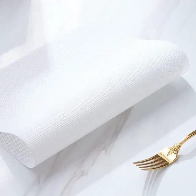 Alt view image 3 of 5 - White Placemats Set of 4 Woven PVC 18"x12" for Indoor Outdoor Usage