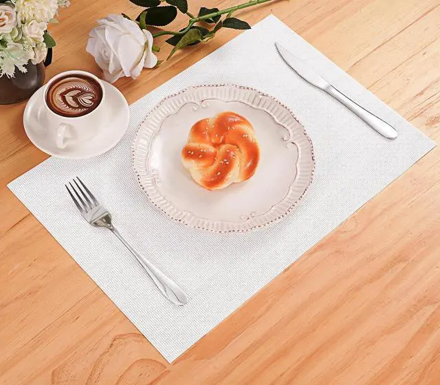 Alt view image 2 of 5 - White Placemats Set of 4 Woven PVC 18"x12" for Indoor Outdoor Usage