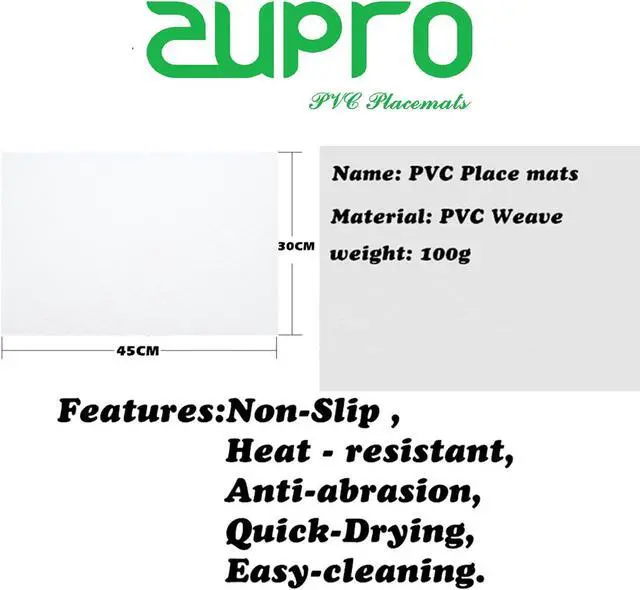 Alt view image 5 of 5 - White Placemats Set of 4 Woven PVC 18"x12" for Indoor Outdoor Usage