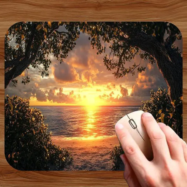 Alt view image 2 of 5 - Summer Summertime Beach Ocean Mouse Pad Mat Mousepad for Desk Computer Laptop PC Gaming Home or Office Gift (Sunset MP94)