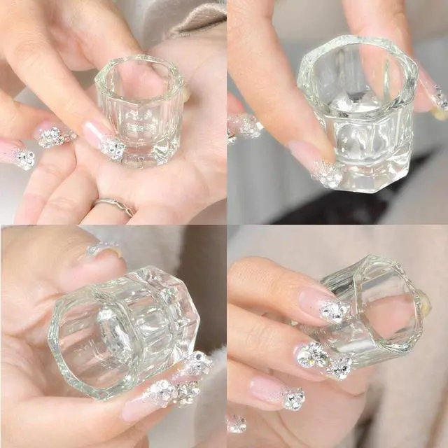 Alt view image 3 of 7 - 4 Pieces Acrylic Dappen Dish Nail Dapping Dish Nail Powder and Liquid Holder Glass Bowl Crystal Cup Nail Supplies