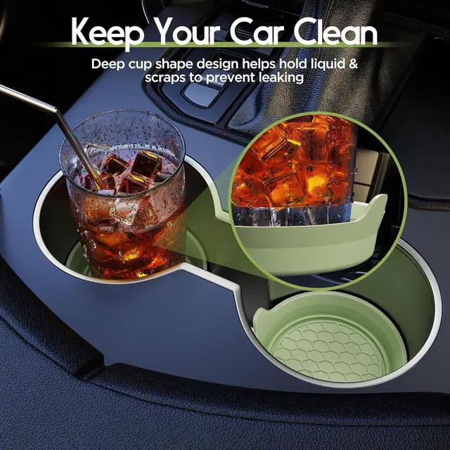 Alt view image 2 of 7 - 2-Pack Car Cup Coaster Silicone Spill-Proof Cup Holder Inserts