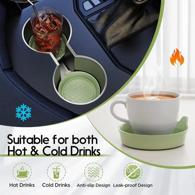 Alt view image 3 of 7 - 2-Pack Car Cup Coaster Silicone Spill-Proof Cup Holder Inserts
