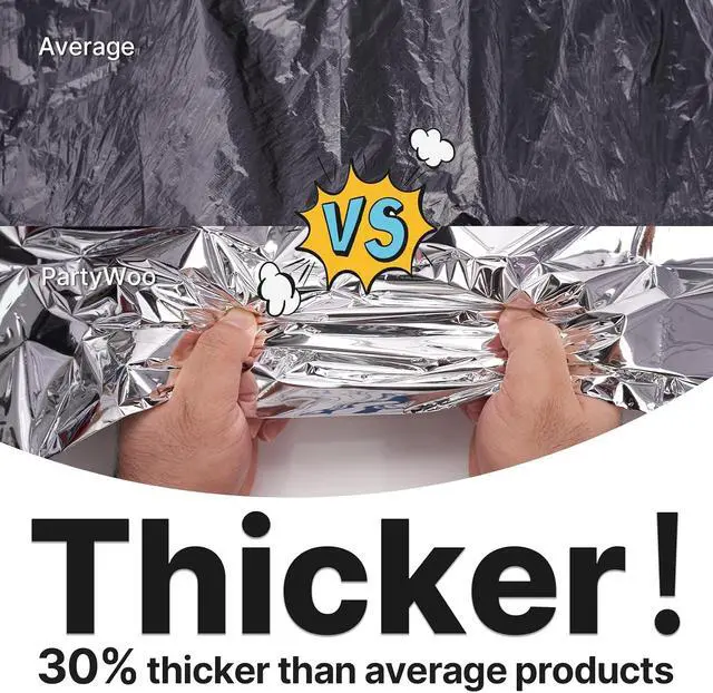 Alt view image 4 of 6 - Silver Foil Table Cover 3pcs 54 X 108 Inch Rectangle Tablecloth