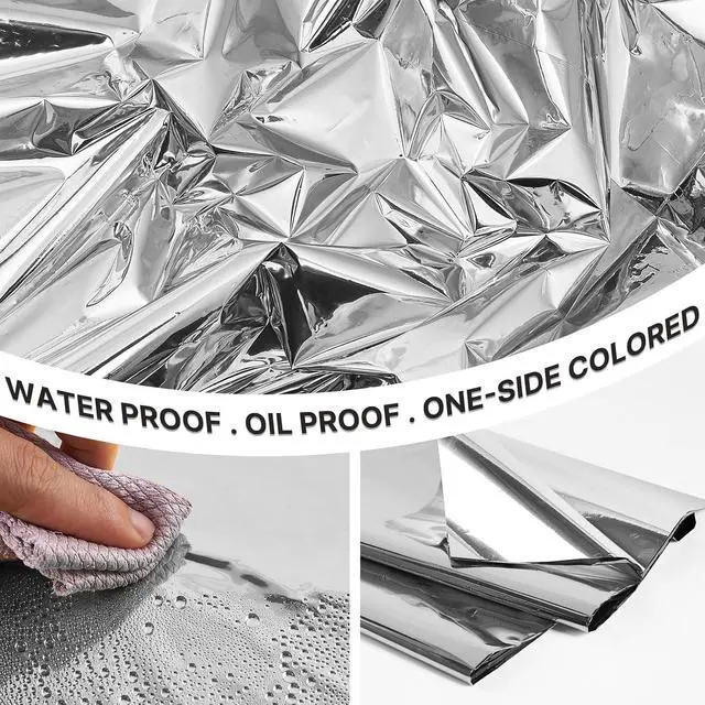 Alt view image 2 of 6 - Silver Foil Table Cover 3pcs 54 X 108 Inch Rectangle Tablecloth